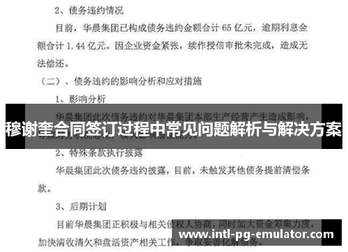 穆谢奎合同签订过程中常见问题解析与解决方案 穆谢奎合同签订过程中常见问题解析与解决方案